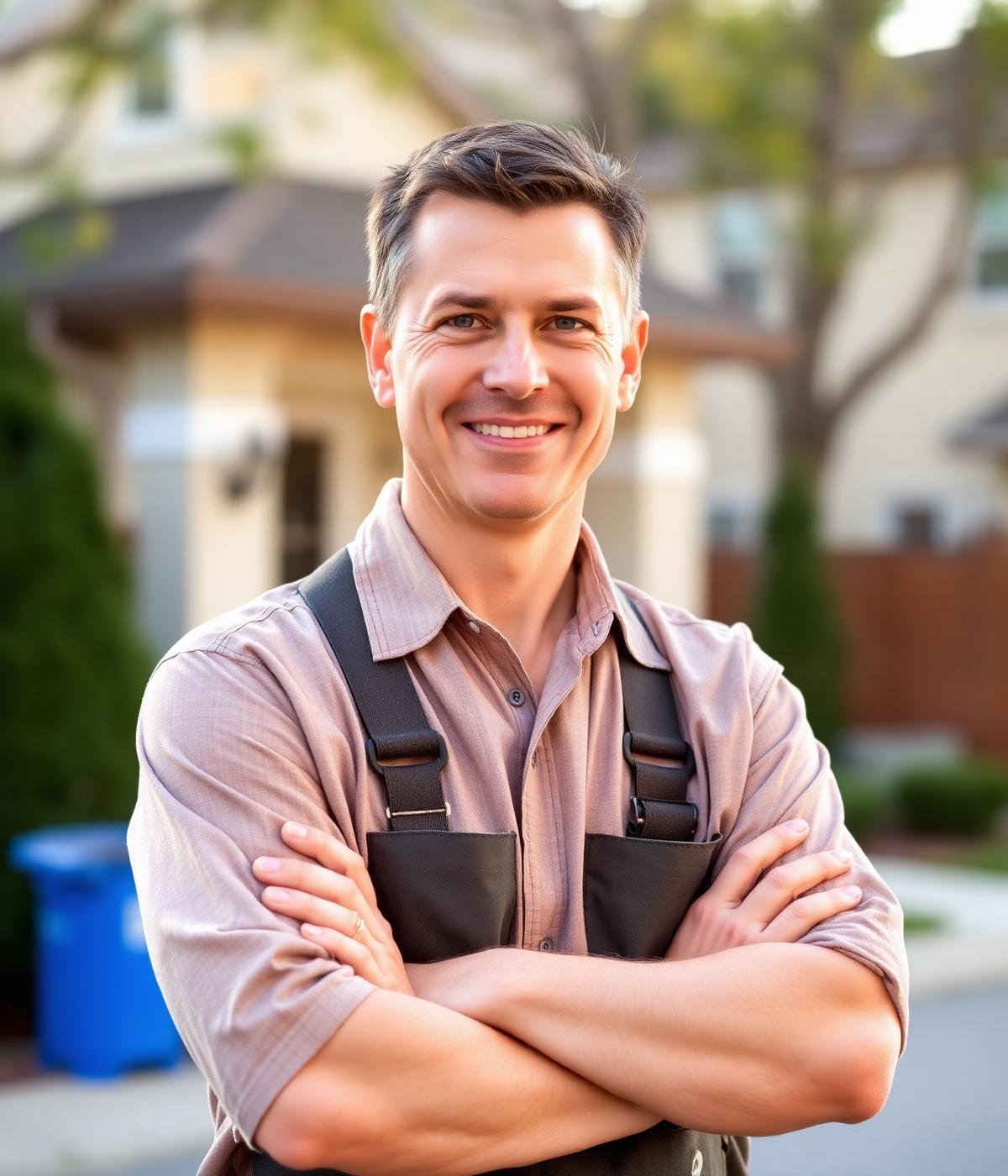 Tradesperson in front of a home